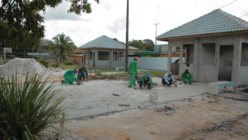 Obras na praça da Guanabara ao lado do Mercado. Fotos Diego Feitosa