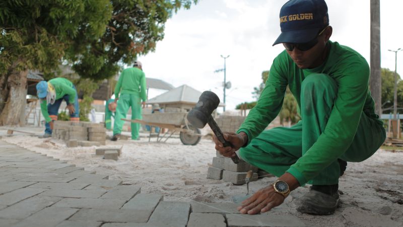 Obras na praça da Guanabara ao lado do Mercado. Fotos Diego Feitosa