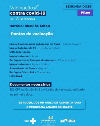 notícia: Vacinação para pessoas de 25 e 26 anos - Segunda dose Pfizer