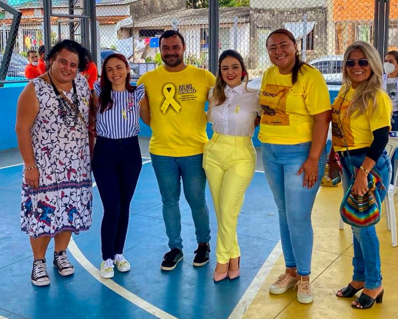 Ação julho Amarelo na praça Parque das Águas bairro Águas Lindas