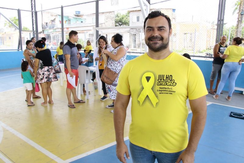 Ação julho Amarelo na praça Parque das Águas bairro Águas Lindas