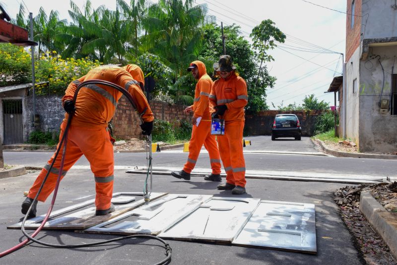 Sinalização Asfáltica na Comunidade Hokkaida no bairro Águas Brancas