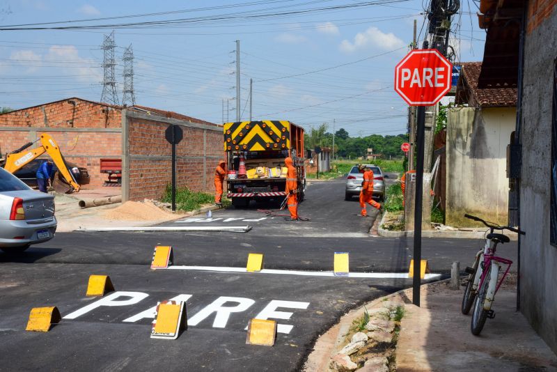 Sinalização Asfáltica na Comunidade Hokkaida no bairro Águas Brancas