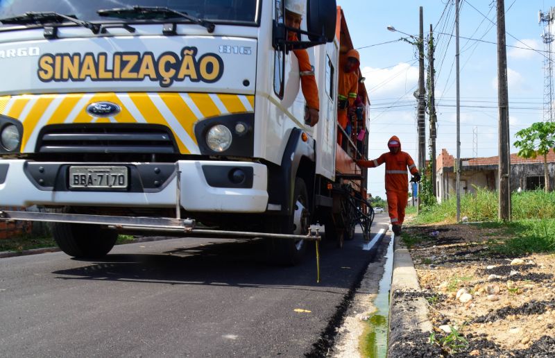 Sinalização Asfáltica na Comunidade Hokkaida no bairro Águas Brancas