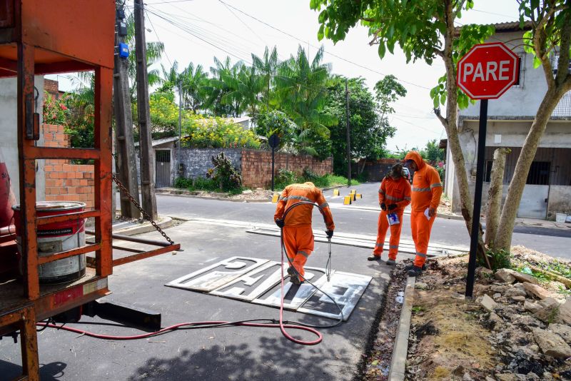 Sinalização Asfáltica na Comunidade Hokkaida no bairro Águas Brancas