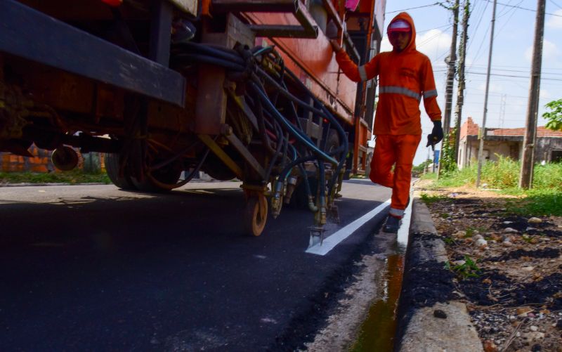 Sinalização Asfáltica na Comunidade Hokkaida no bairro Águas Brancas