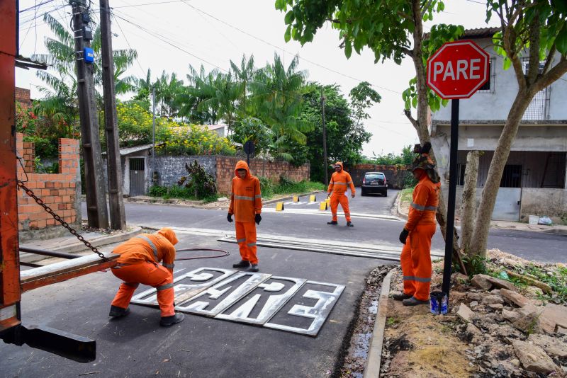 Sinalização Asfáltica na Comunidade Hokkaida no bairro Águas Brancas