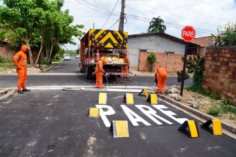 Sinalização Asfáltica na Comunidade Hokkaida no bairro Águas Brancas