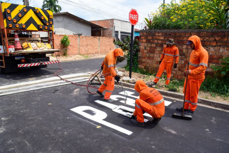 Sinalização Asfáltica na Comunidade Hokkaida no bairro Águas Brancas