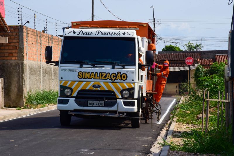 Sinalização Asfáltica na Comunidade Hokkaida no bairro Águas Brancas