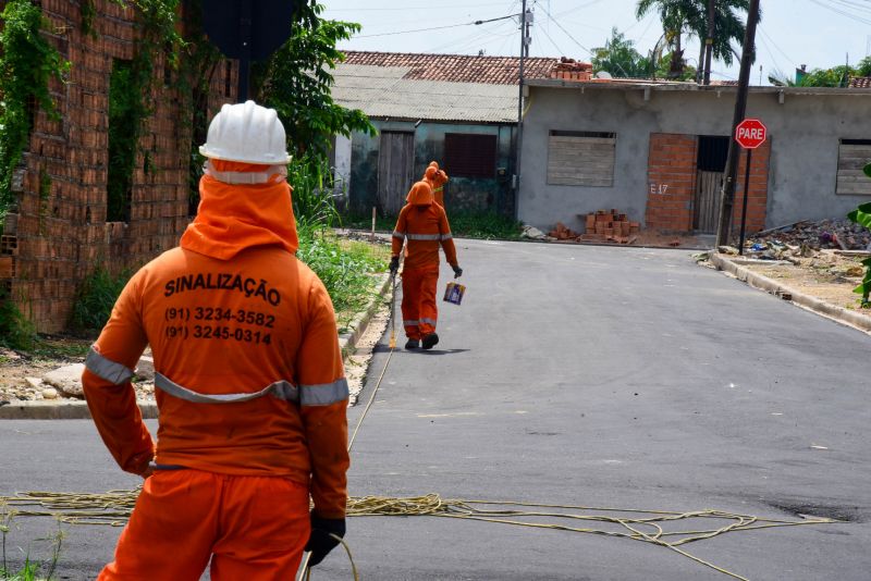 Sinalização Asfáltica na Comunidade Hokkaida no bairro Águas Brancas