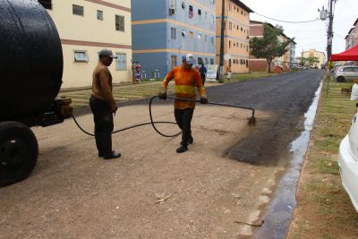 galeria: Preparo para receber o asfalto o residencial portal do Aurá