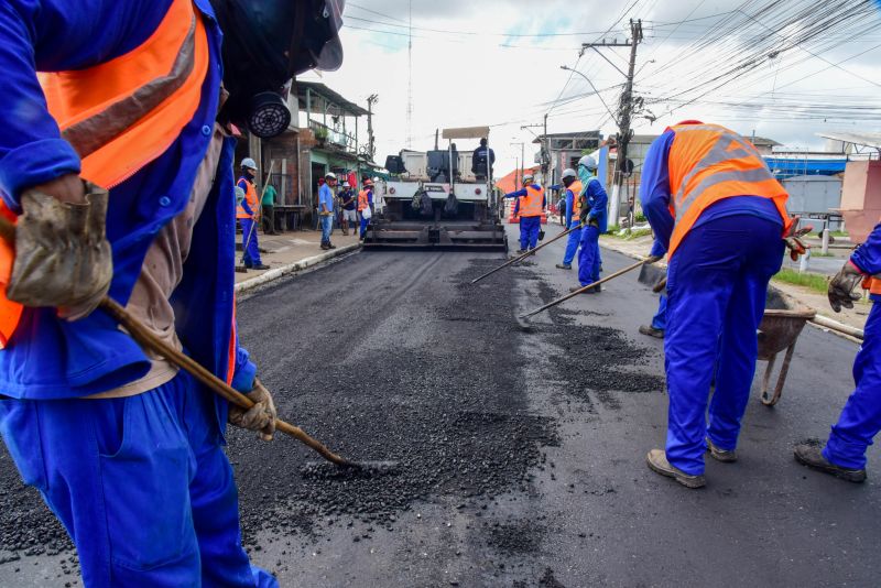 Recapeamento asfáltico na rua São Benedito, no bairro Jaderlândia