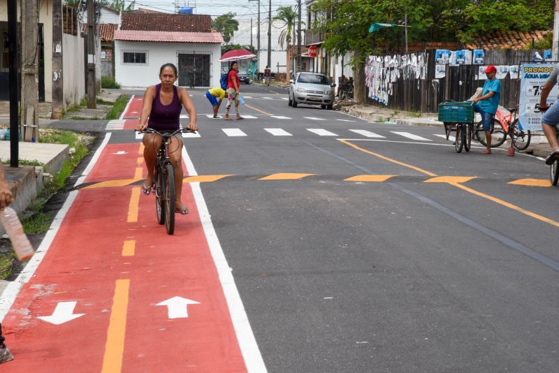 Imagens da revitalização de sinalização na Av Principal do Icuí Guajará