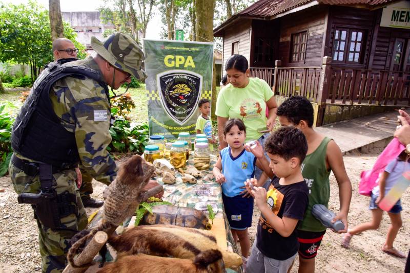 Exposição de taxidermia do Grupamento de Policiamento Ambiental de Ananindeua (GPA).