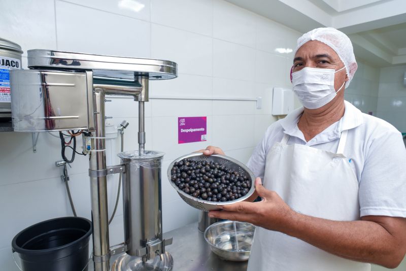 Boas práticas na manipulação do açaí, aula prática de beneficiamento na casa do açaí.