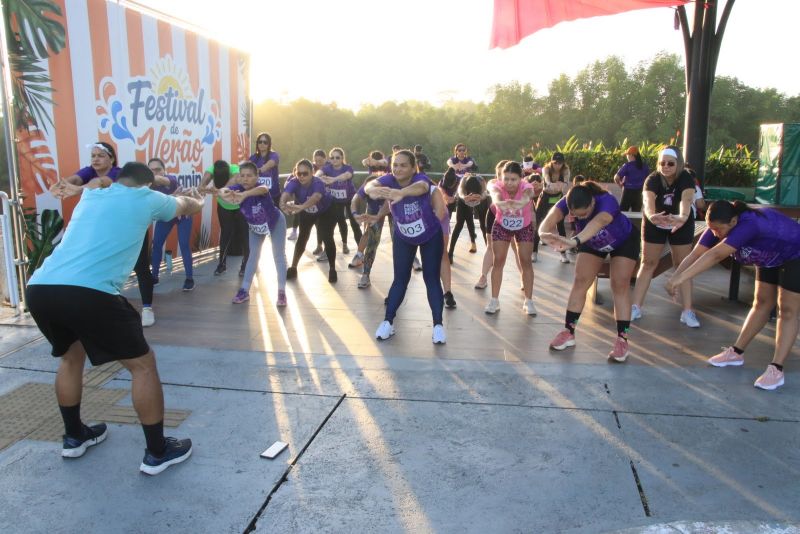 Corrida do projeto Defesa Pessoal para Mulheres (PDP-Mulheres) na Orla do Icuí