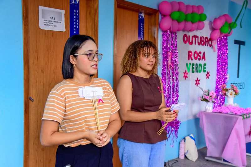 Ação outubro rosa e verde na secretaria de Saúde.