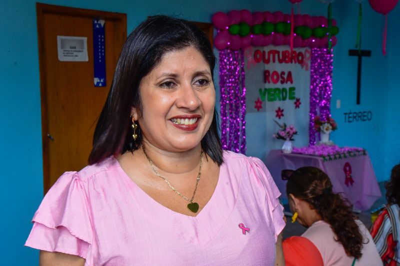 Ação outubro rosa e verde na secretaria de Saúde.