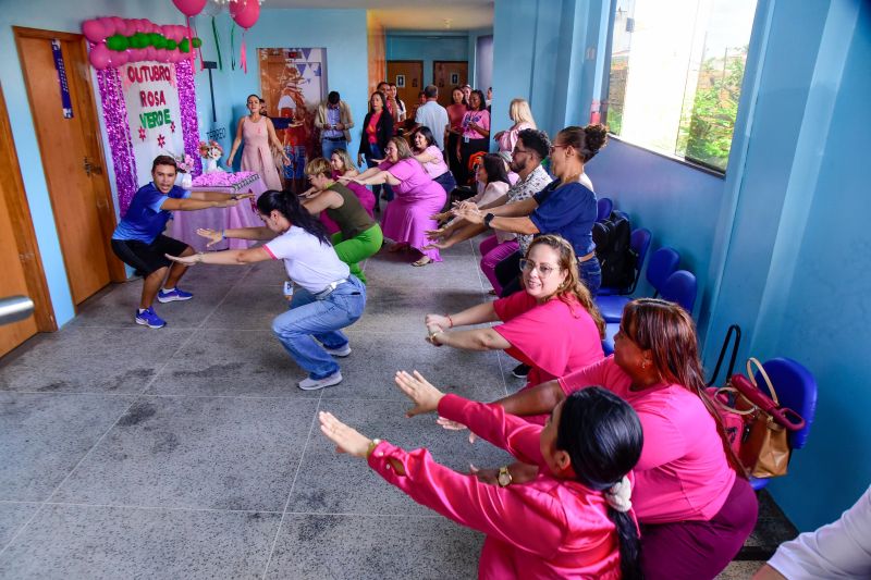 Ação outubro rosa e verde na secretaria de Saúde.