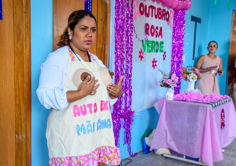 Ação outubro rosa e verde na secretaria de Saúde.