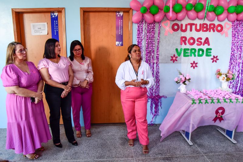 Ação outubro rosa e verde na secretaria de Saúde.