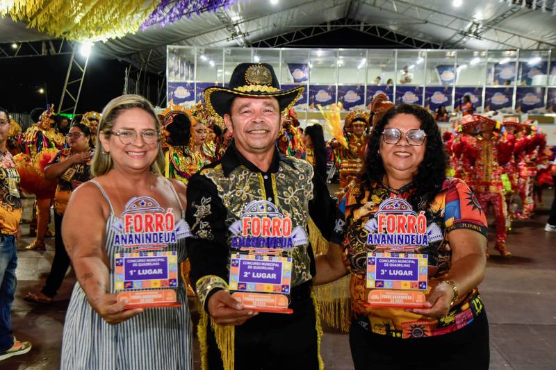 Os três Preseidentes de Quadrilhas ganhadoras do Forró Ananindeua.